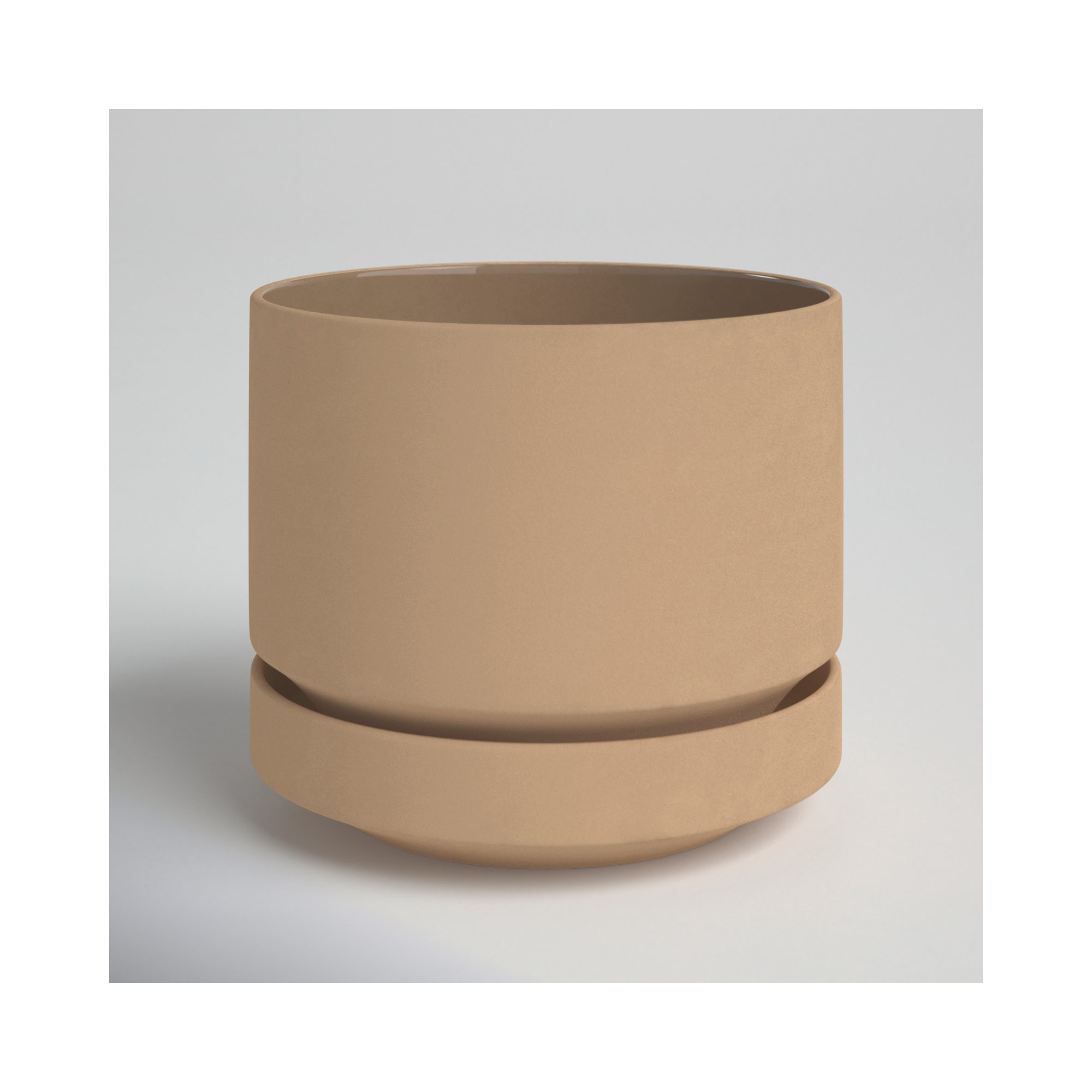 Byer Handmade Ceramic Pot Planter, Oatmeal, 7.5" H x 8.75" W x 8.75" D