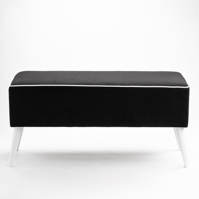 Saxonburg Upholstered Bench, Black, 47 H x 140 W x 30 D cm