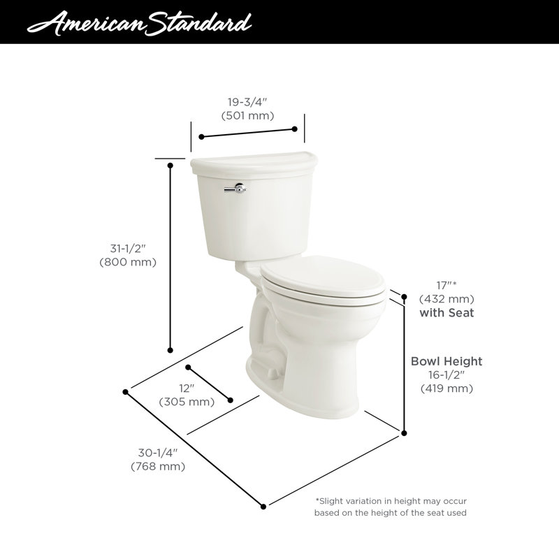 American Standard Champion 1.28 Gallons GPF Elongated Comfort Height Floor Mounted Two-Piece Toilet (Seat Not Included)