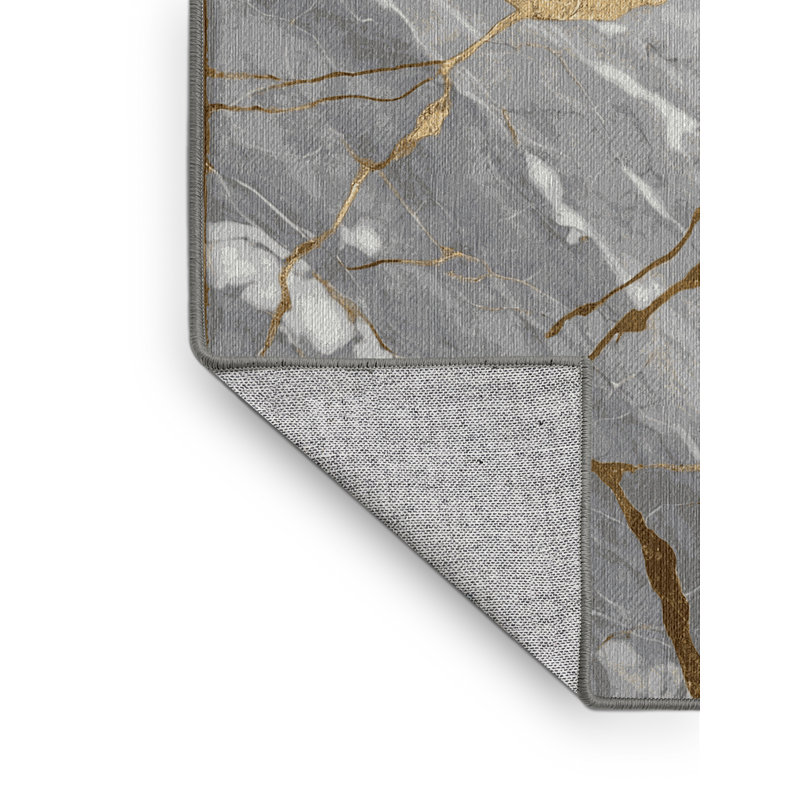 Machine Washable Gray Area Rug, Rectangle 2' x 3'