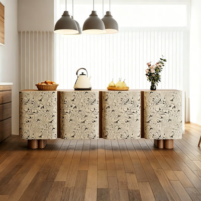 70.87"Solid Ash Wood 4-Door Sideboard Buffet Cabinet