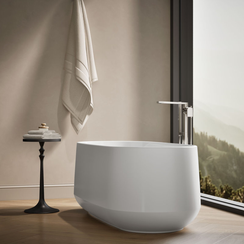 Ceric 60-In X 29-In Freestanding Bath With Center Toe-Tap Drain