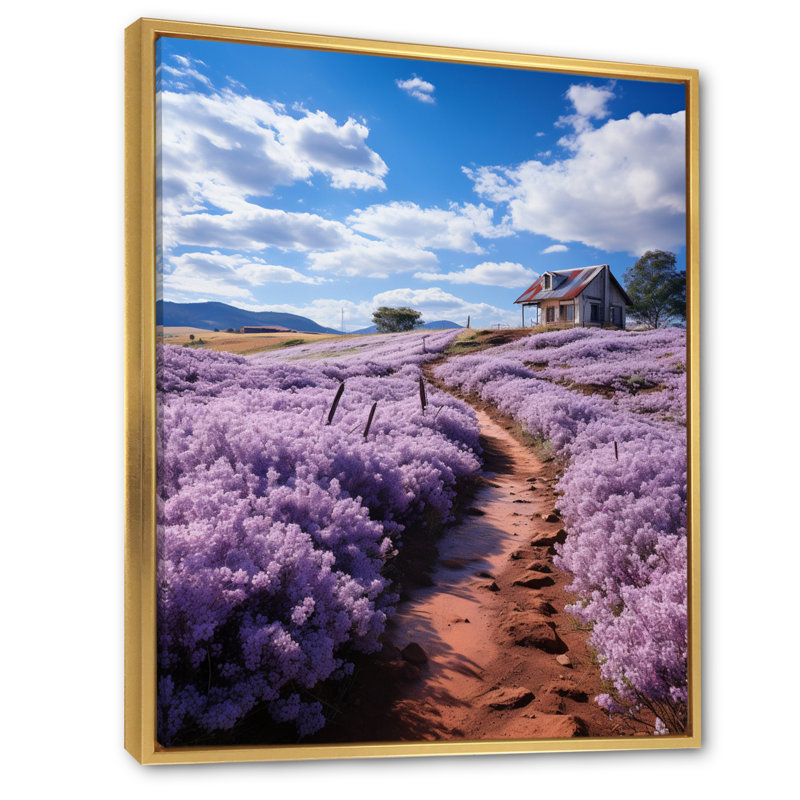 «Vietnam Dalat Countryside Lavender Field», reproduction d'art sur toile, H 44 po x l 34 po x P 1,5 po, Cadre flottant doré