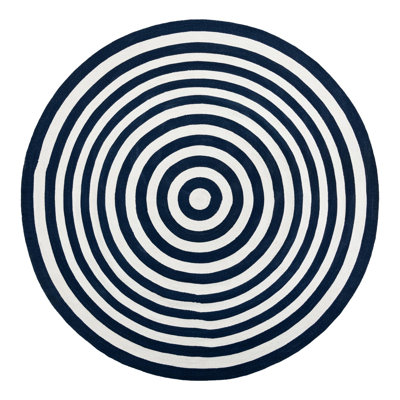 Kozan Geometric Handmade Flatweave Recycled P.E.T. Indoor / Outdoor Area Rug in Navy/White