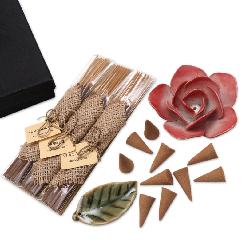 Coffret cadeau bourgogne rose et aromathérapie, Rouge