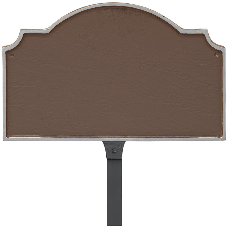 Vanderbilt Petite Address Sign Plaque with Lawn Stake, Sand / Silver