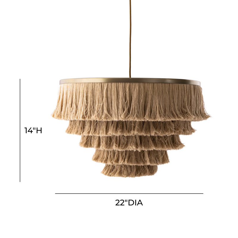 Natural Fringe Cotton and Brass Pendant Light