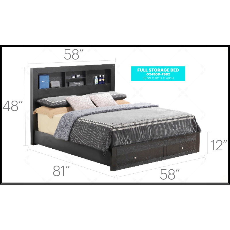 Full Storage Bed, Full, Black