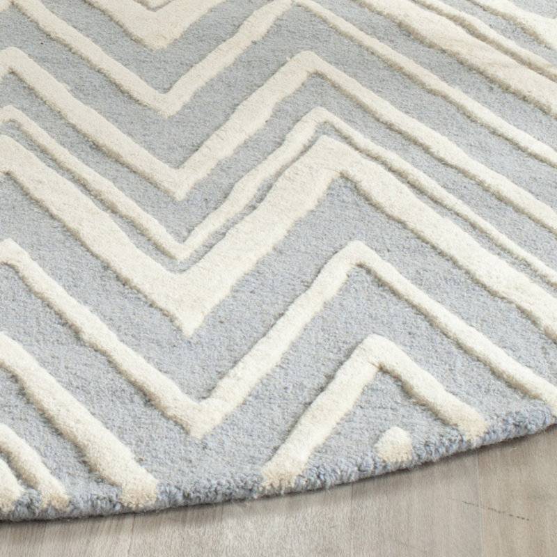 Sanyla Hand Tufted Wool Chevron Rug, Round 8'