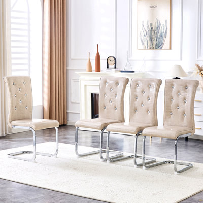 Ensemble de 4 chaises de salle à manger rembourrées en peau d'alligator