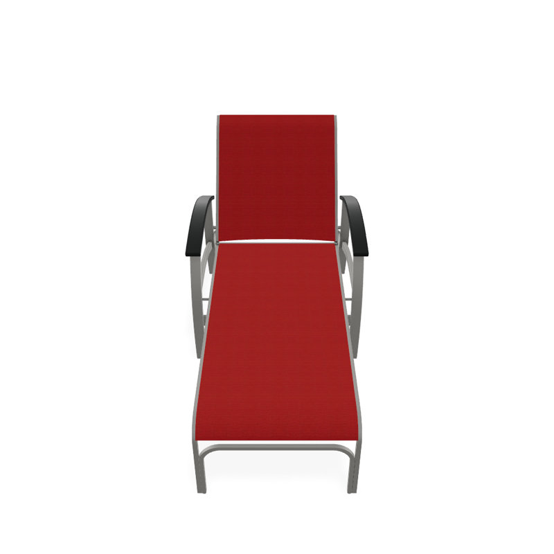 Askar Outdoor Rust-Resistant Metal Chaise Lounge, Textured Snow, Classic Graphite P30, Red 1D Sunbrella®
