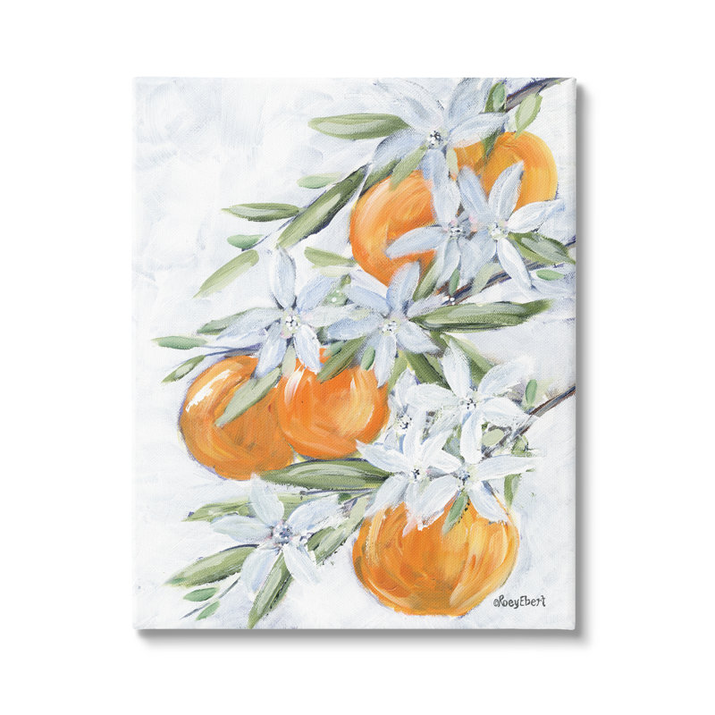 «Lush Orange Tree Flower Blossoms» par Roey Ebert - Peinture, Toile tendue, H 30 po x l 24 po x P 1,5 po