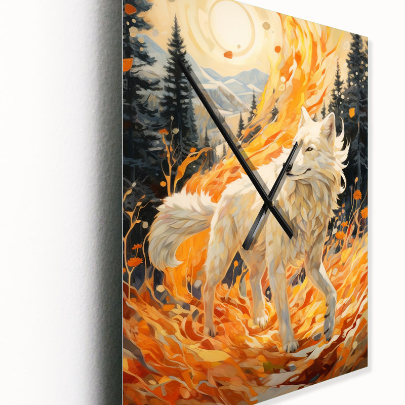 Demetriona - Animals Wolf Wall Clock Oversized, Large