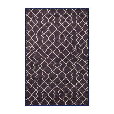 Machine Washable Trellis Purple Area Rug