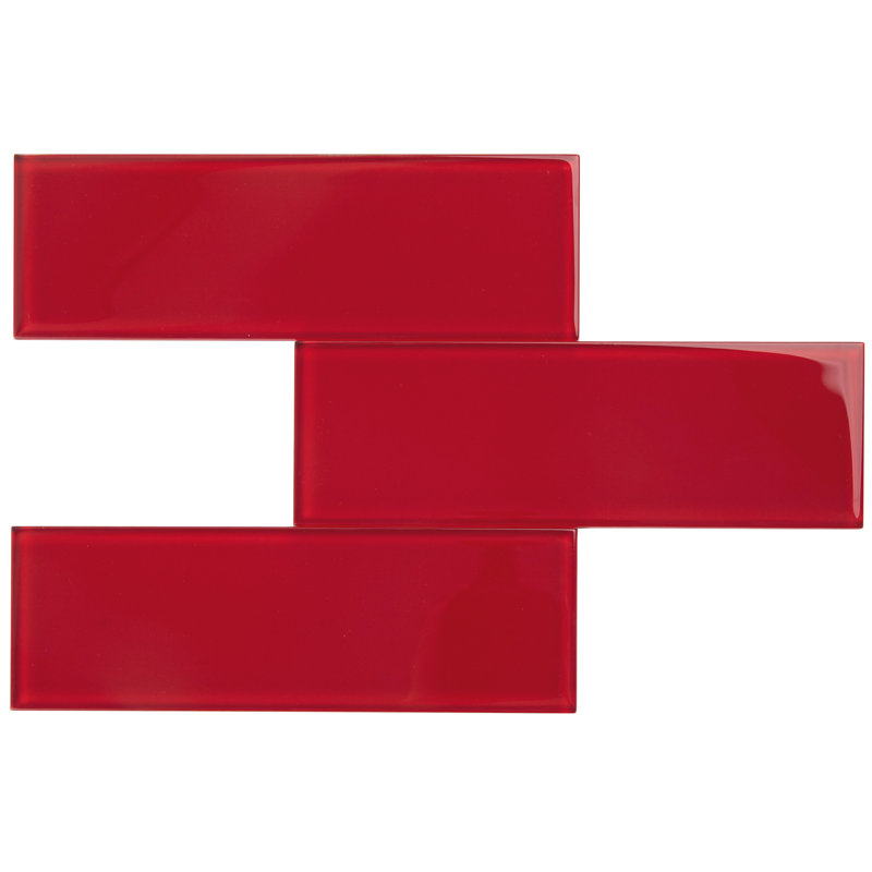 3" x 9" Glass Subway Tile, Ruby Red
