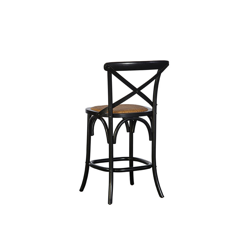 Bentwood Stool with Solid Wood Frame, Light Wood/Gloss Black