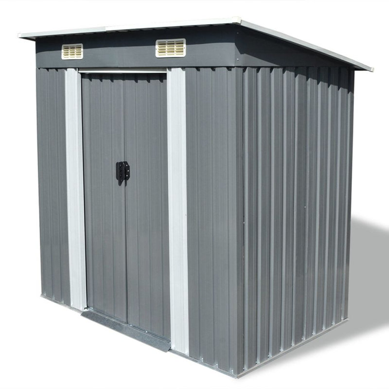 vidaXL Garden Shed Metal Outdoor Patio Storage Organiser Cabin Multi Colours, Grey