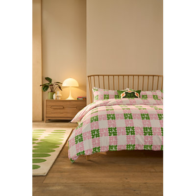 Floret Check Dill Pink 200 Thread Count Bedset