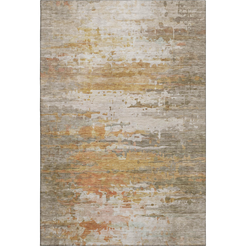 Premium Machine Washable Mayfield AMF2034 Abstract Rug, 8' x 10', Khaki