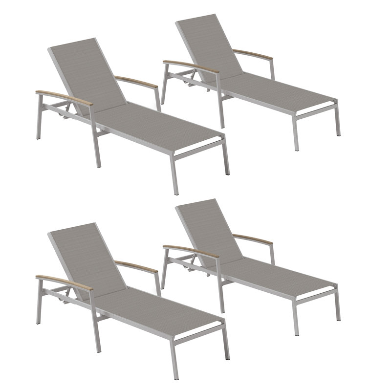 Travira Outdoor Chaise Lounge, Titanium Basketweave, Tekwood Vintage, Flint