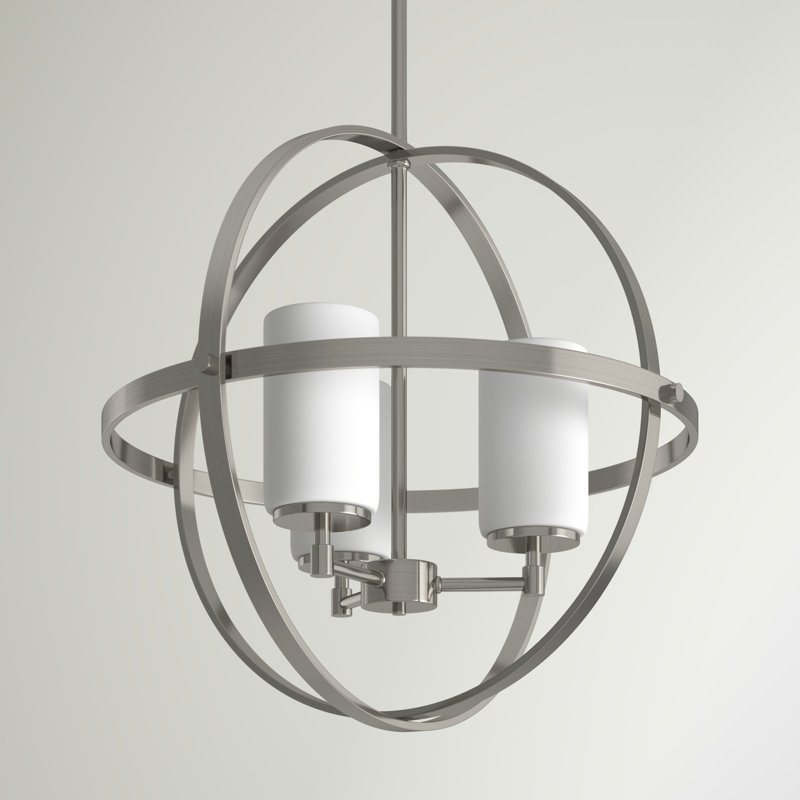 Brushed Nickel Globe Chandelier with Frosted Glass Shades