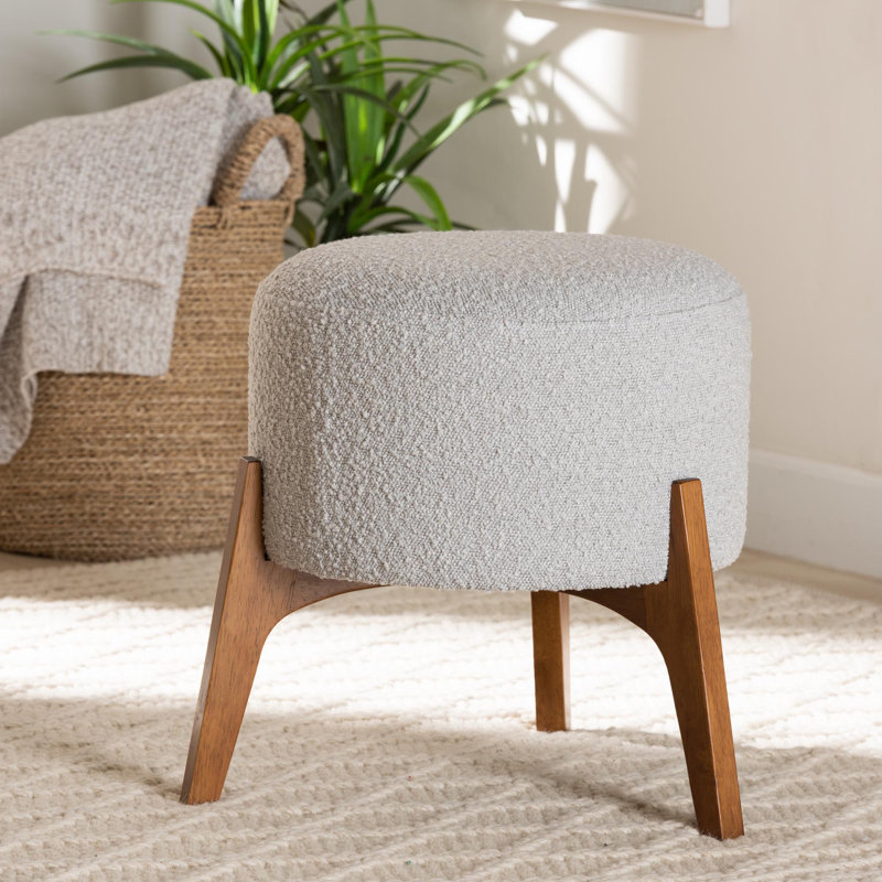 Wrenshall Upholstered Ottoman, Light Gray Polyester Blend