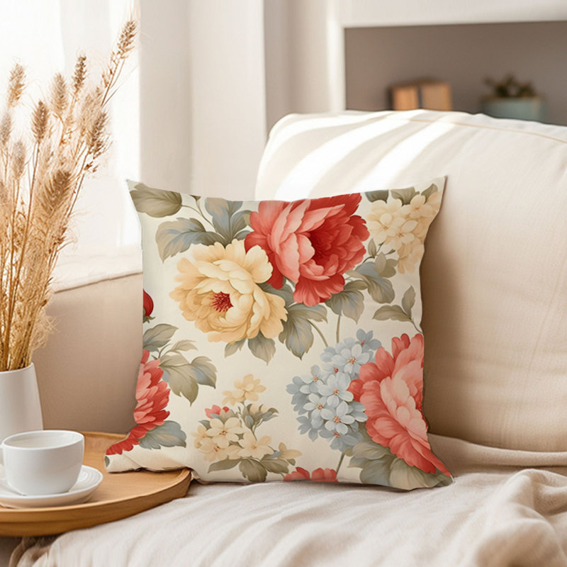 Floral Pillow Cover, 20"H x 20"W