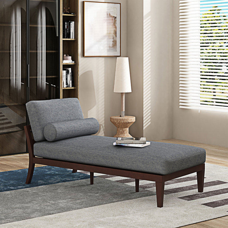 Chaise longue en tissu Sarom avec traversin, Tissu gris anthracite