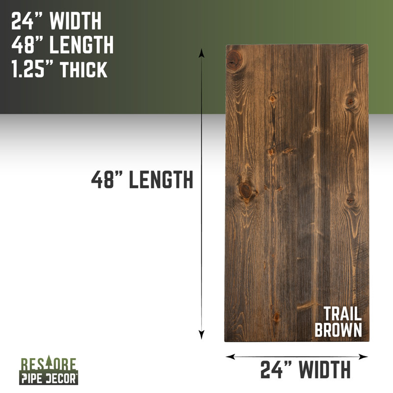 Trail Brown Solid Wood Rectangular Desk Tabletop