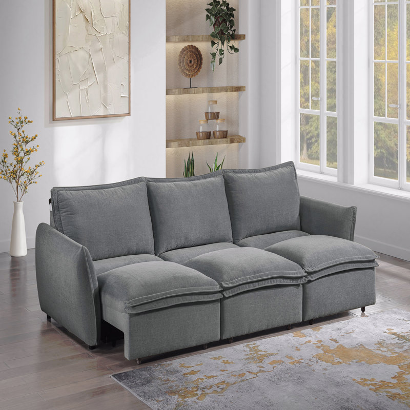 Eaden Gray Chenille Power Sofa W/Sleeper