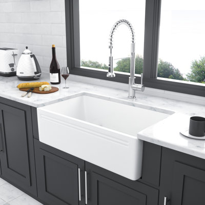 Durable Ceramic Reversible Apron-front Sink For Farmhouse Style Kitchens