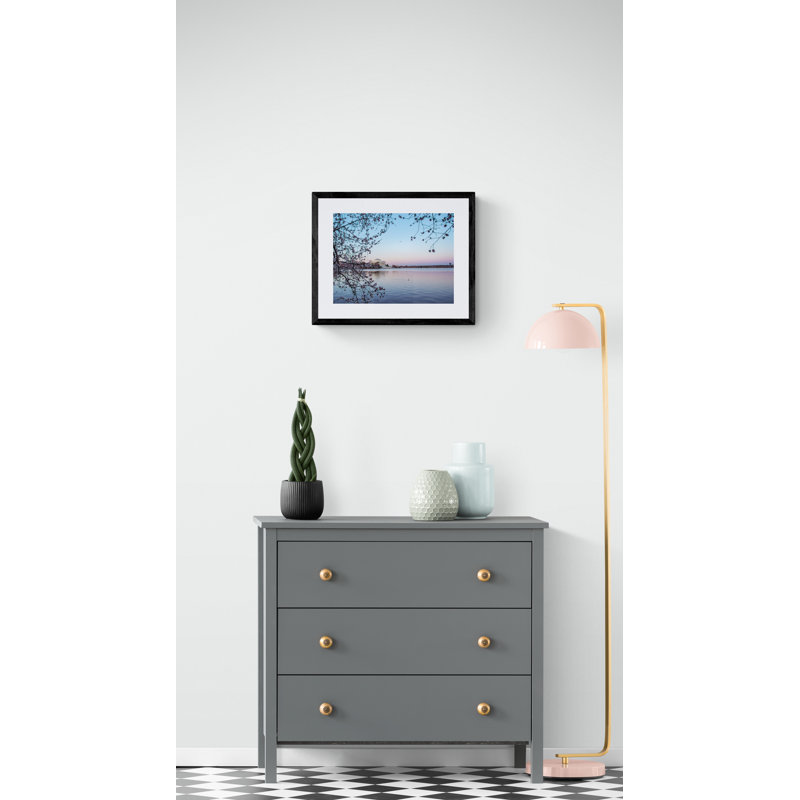 Cherry Blossom Morning On The Tidal Basin Print by Scott Wurzel, Black Framed Paper, 17.2" H x 21.2" W