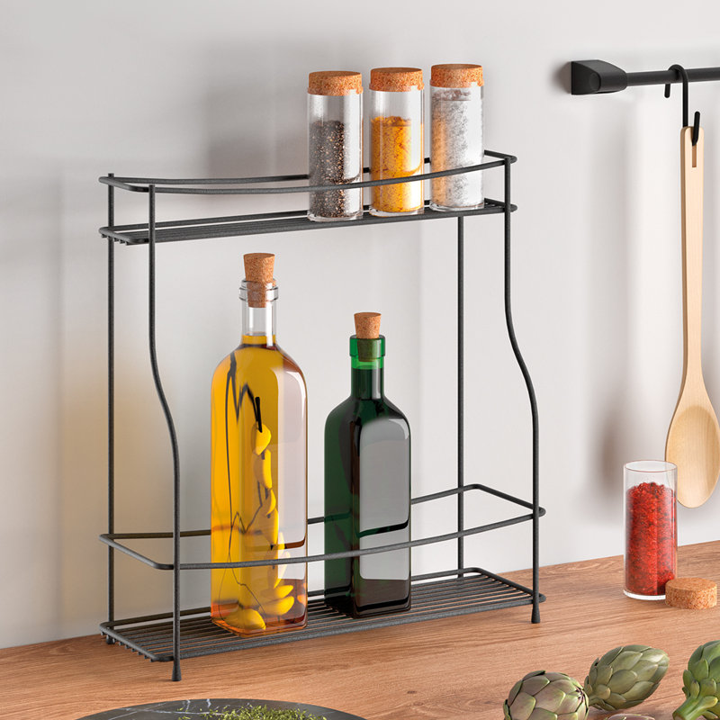 Balsamico Lava Spice Rack 2 Shelves Black