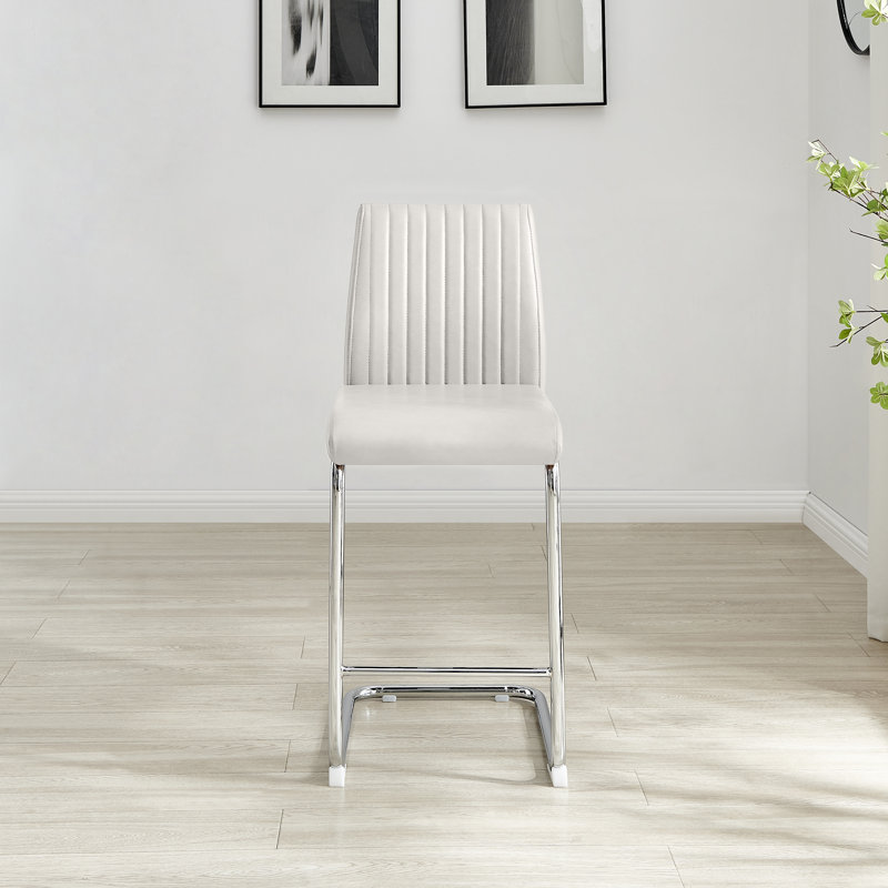 Loren Upholstered Faux Leather Bar Stool, White