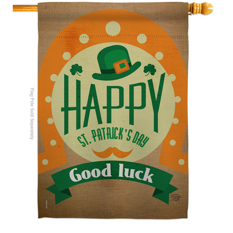 Drapeau de maison recto-verso Good Luck St Patricks Day, H 40 po x l 28 po