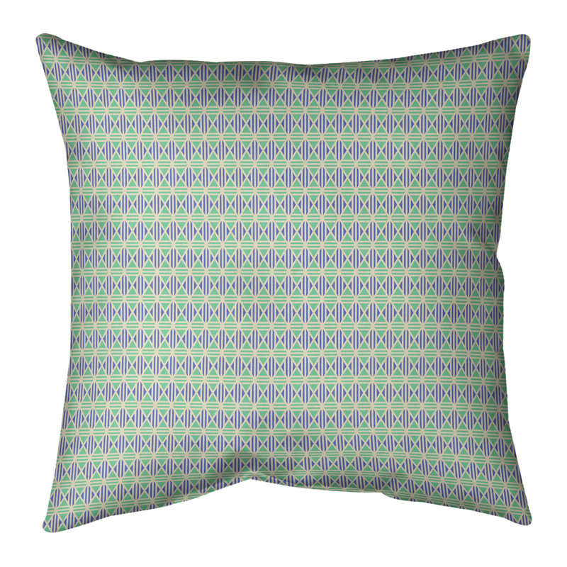 Oreiller Katelyn Elizabeth, 14 po x 14 po, Polyester/ Bourre en polyester, Vert et bleu