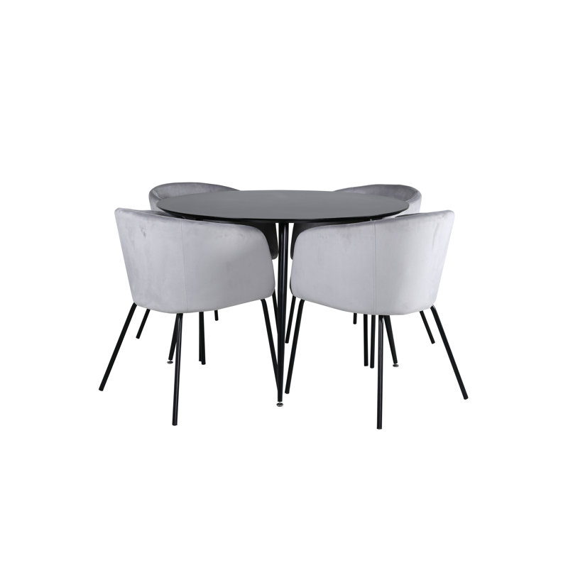 Dolson 4 - Person Dining Set, Grey, Black