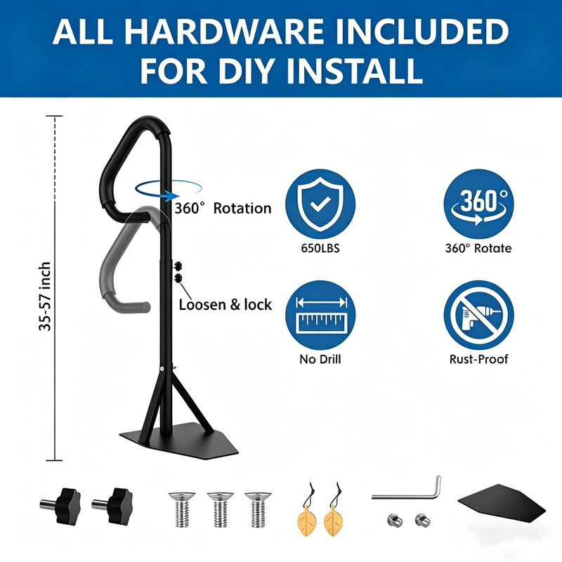 Main courante de spa rotative à 360 ° - Hauteur réglable 35 à 57 po / 48 à 63 po, H 57 po x l 14,5 po x P 21 po