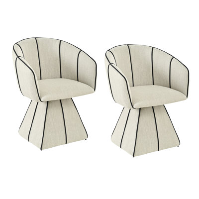 Kesslyn Modern Upholstered Swivel Dining Chair with Barrel Back and Auto-Return Base