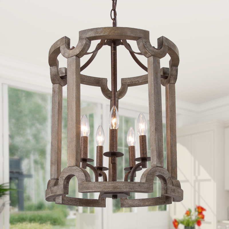 Luminaire suspendu tambour 5 lumières Feldmann, Brun rouille