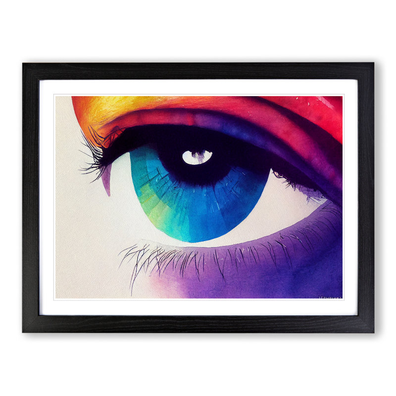 Watercolour Human Eye Vol.2 - Single Picture Frame Print, 46cm H x 64cm W x 2cm D, Black