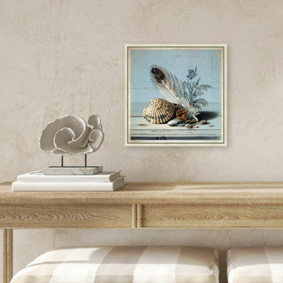 Martha Stewart Lily Pond, art mural sur toile, coquillages de nature morte et corail, 22,62 po x 22,62 po, décor de salon et de chambre à coucher, encadré