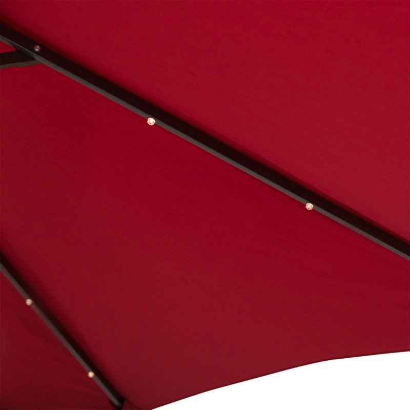 Brezzy Lighted Tilt Market Parasol, Red, 233 cm H x 275 cm W x 275 cm D