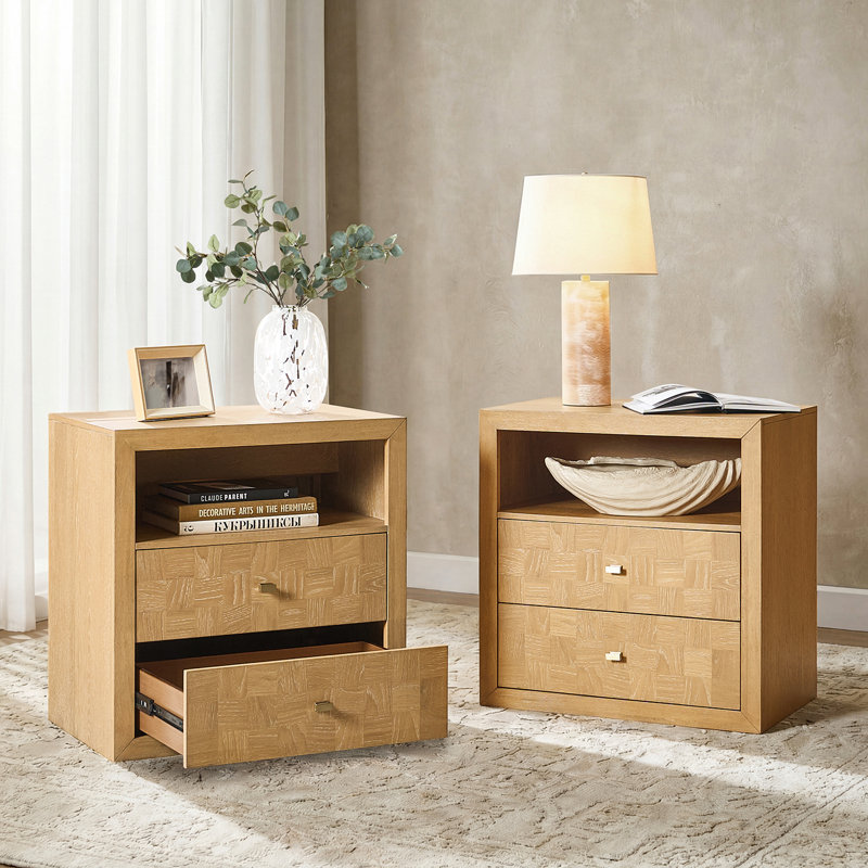 Table de chevet 2 tiroirs Cruce, Naturel