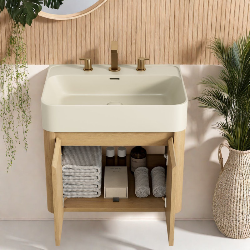 Meuble-lavabo (doit inclure le meuble-lavabo et le lavabo) avec rangement, meuble-lavabo flottant moderne de 24 pouces avec lavabo