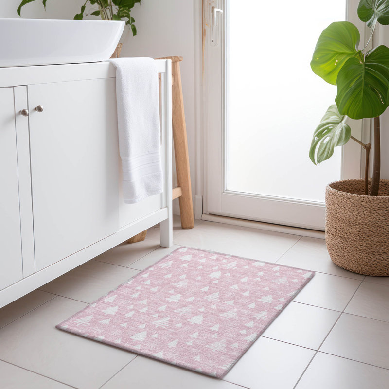 Tapis rose pour arbre de Noël intérieur / extérieur lavable à la machine, Rectangle 1 pi 8 po x 2 pi 6 po