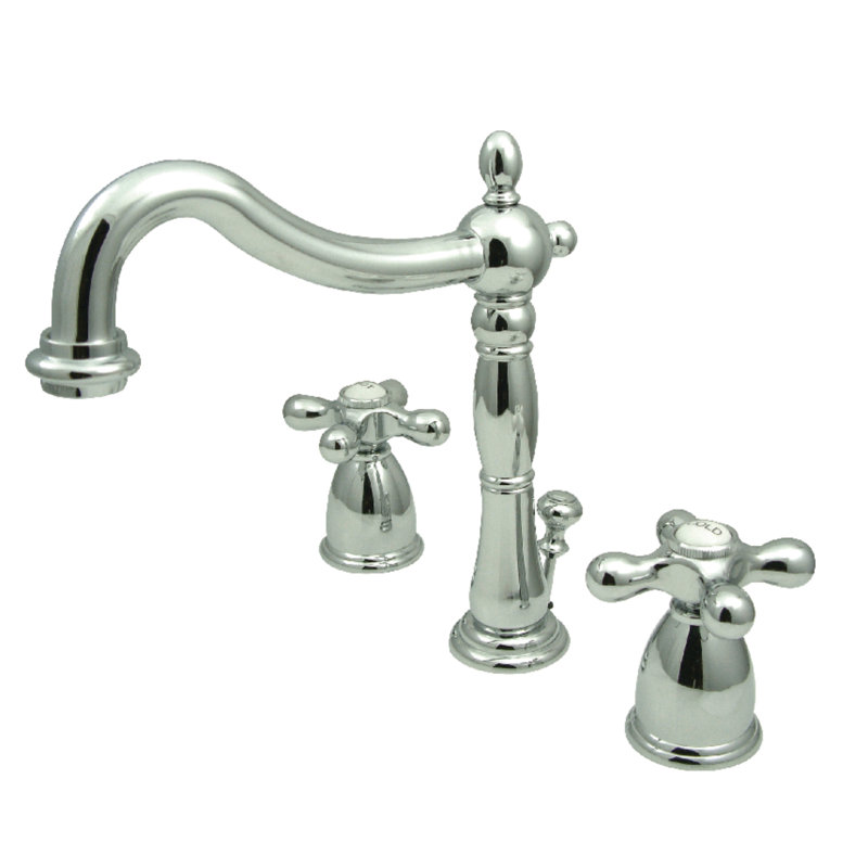 Heritage Widespread Bathroom Faucet with Drain Assembly, Polished Chrome