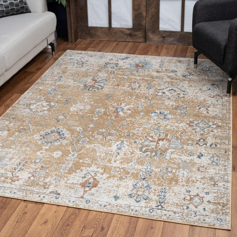 Tapis doré Noble, Rectangle 5 pi 3 po x 7 pi 3 po