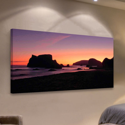 Oregon Coast Silhouette by Don Schwartz - Wrapped Canvas Print
