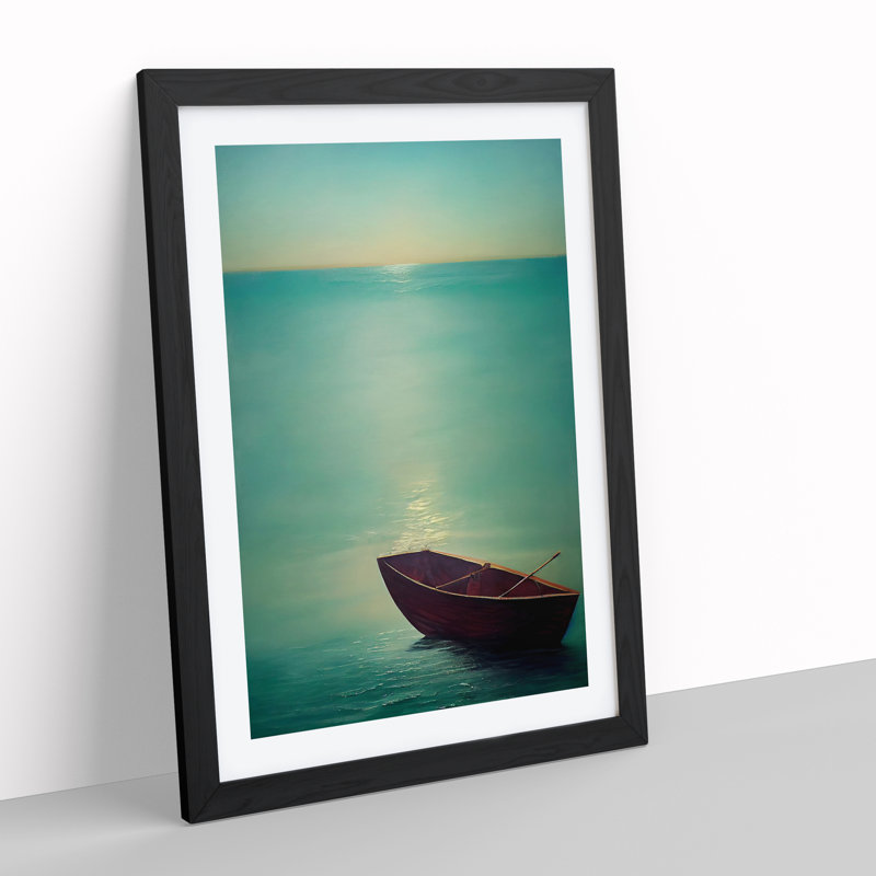 Vacant Boat - Wall Art, Black Framed Paper, 48cm H x 36cm W, White